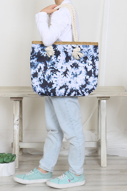 Kids Tie Dye Rope Handle Summer Tote Bag
