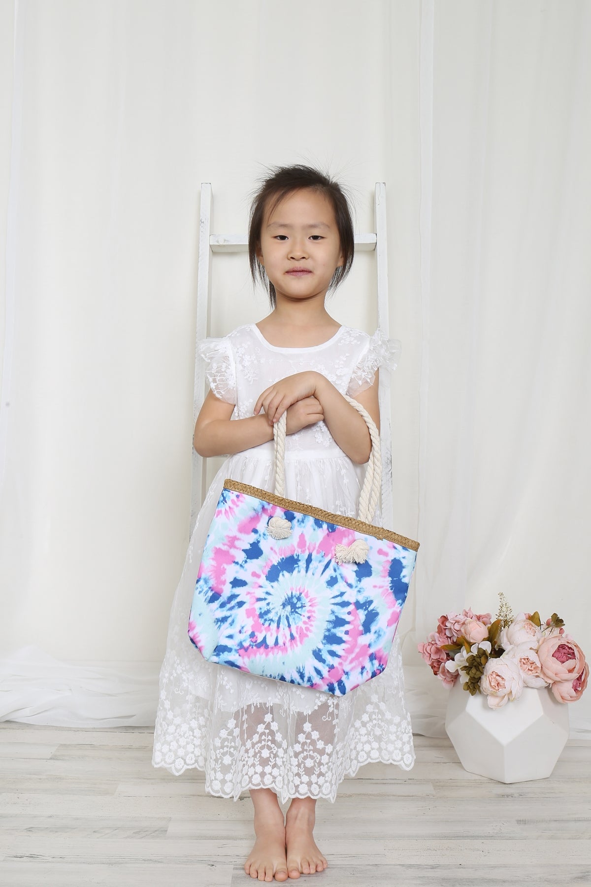 Kids Tie Dye Rope Handle Summer Tote Bag