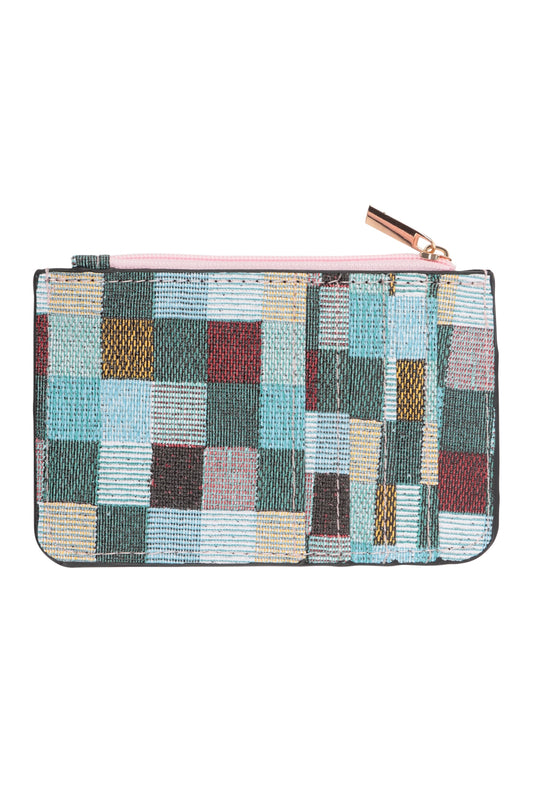 Tile Pattern with Card Holder Zipper Wallet