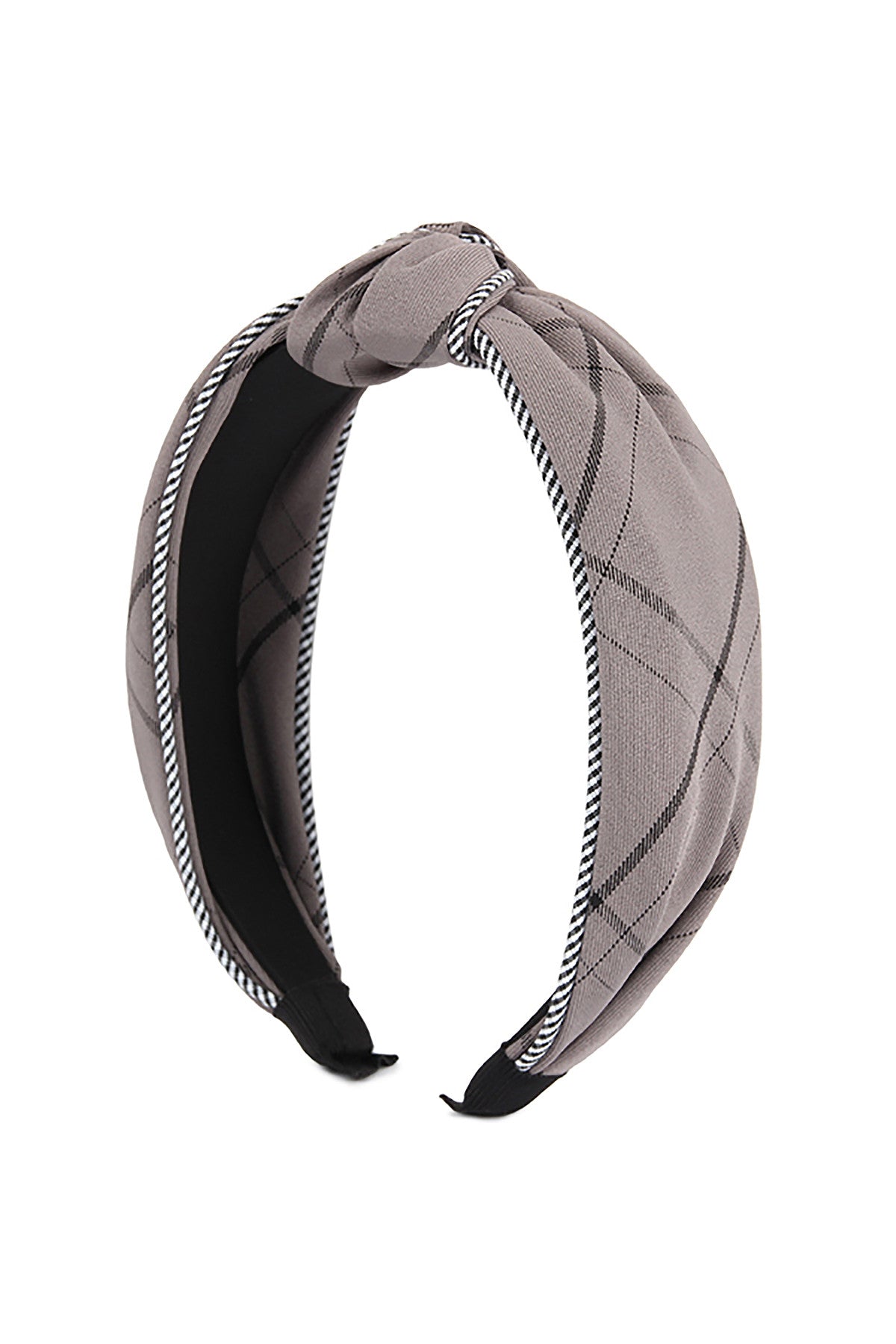Gray Tartan Knotted Hair Band