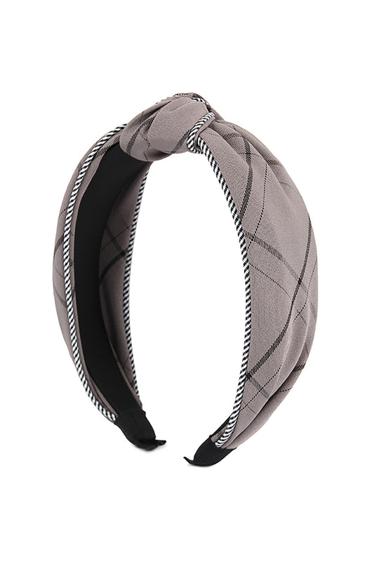 Gray Tartan Knotted Hair Band