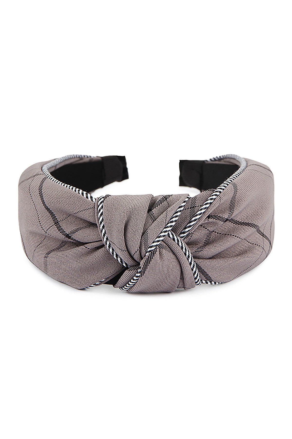 Gray Tartan Knotted Hair Band