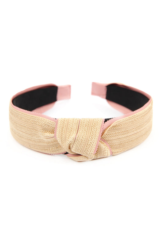 Pink Knotted Laced Fabric Headband
