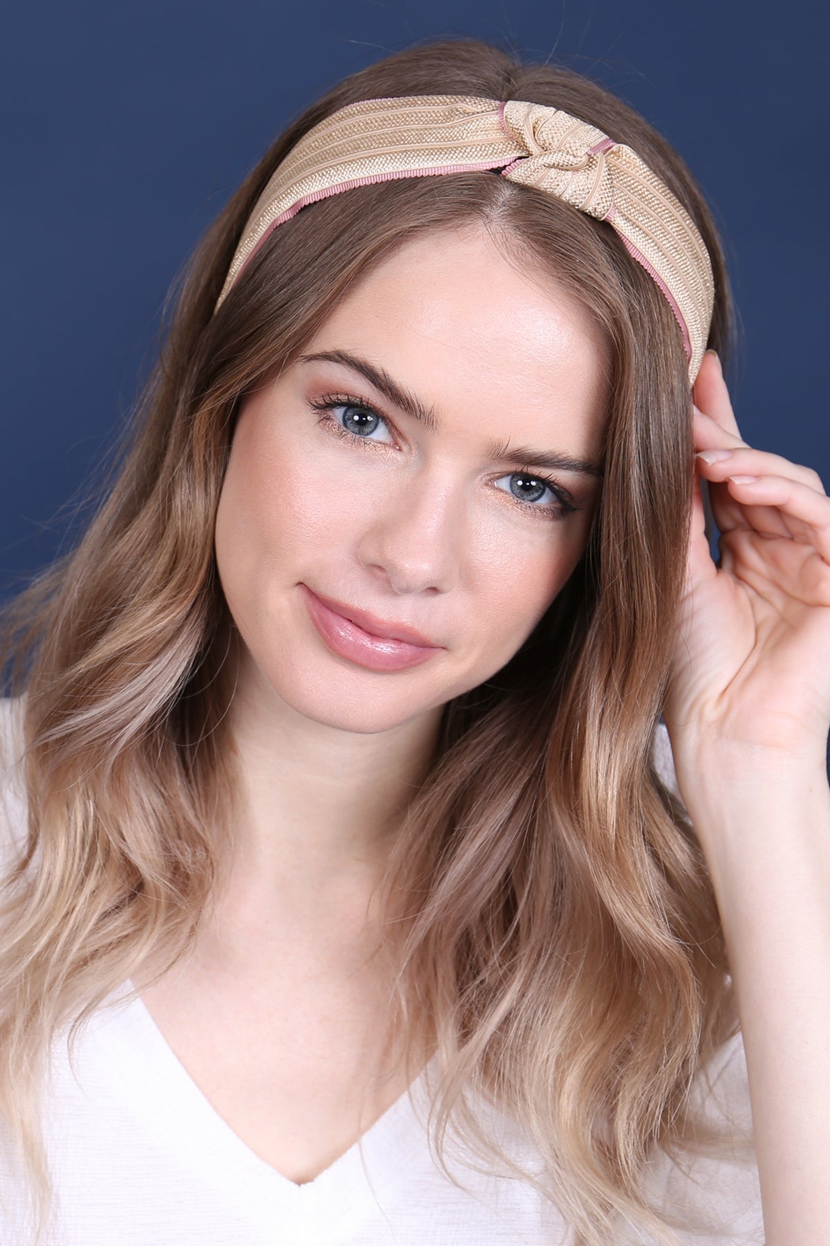 Pink Knotted Laced Fabric Headband / 6PCS