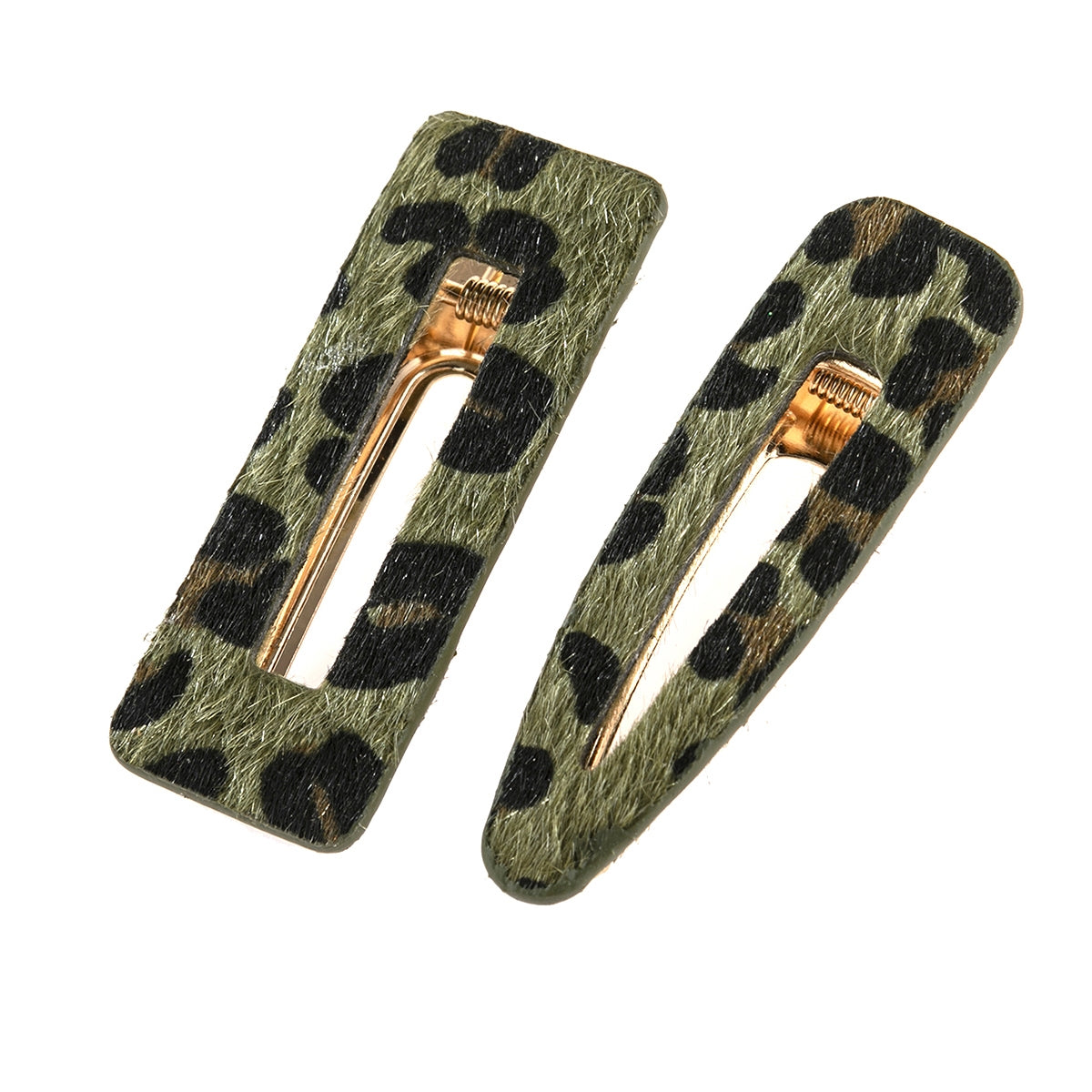 Gray Leopard Fury Leather Hair Clip