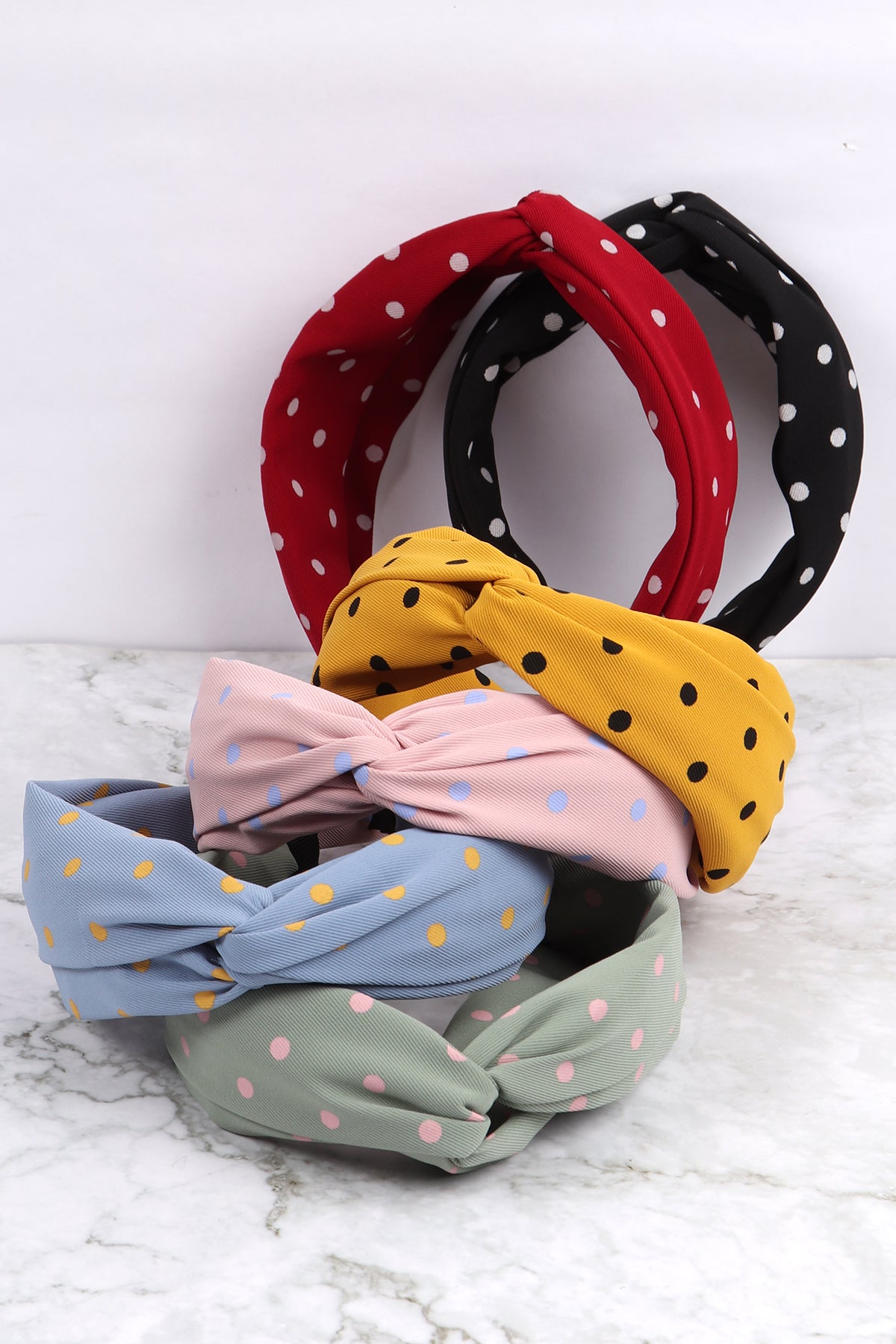 Knotted Polka Dots Fabric Coated Headband