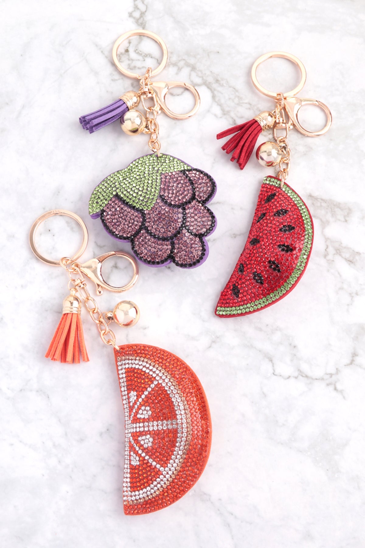 Fruit Rhinestone Tassel Keychain