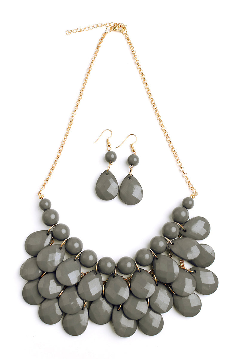 Teardrop Bubble BIB Necklace and Earring Set