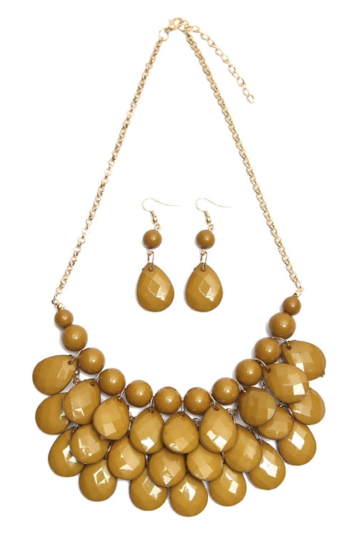 Teardrop Bubble BIB Necklace and Earring Set