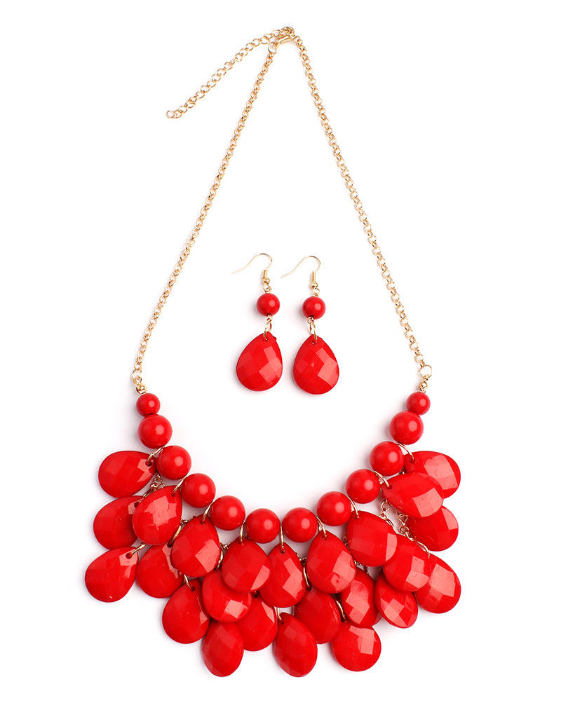 Teardrop Bubble BIB Necklace and Earring Set