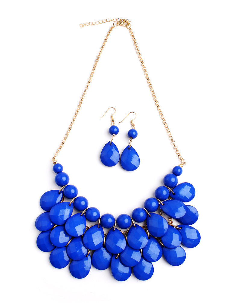 Teardrop Bubble BIB Necklace and Earring Set