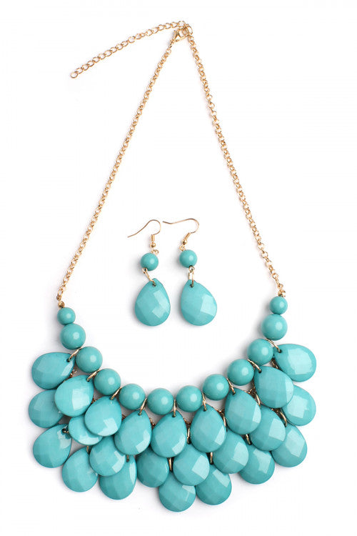 Teardrop Bubble BIB Necklace and Earring Set