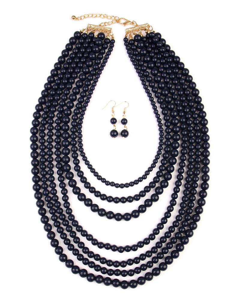 Women's Multilayer Acrylic Necklace & Earring Jewelry 6 Set