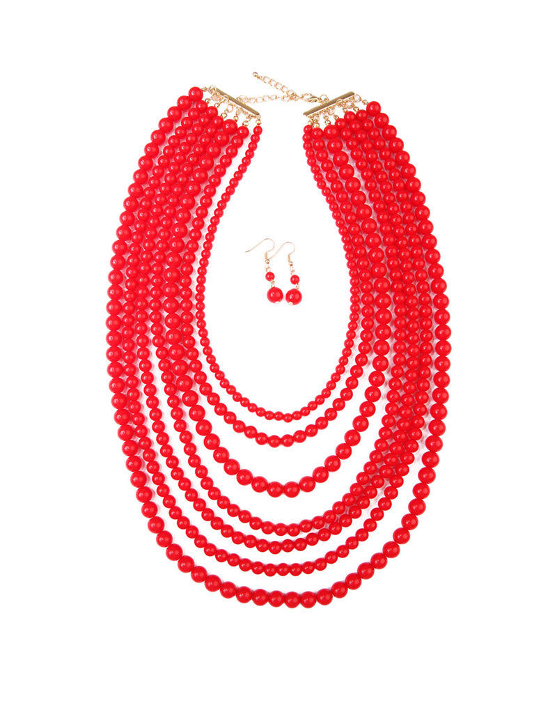 Women's Multilayer Acrylic Necklace & Earring Jewelry 6 Set