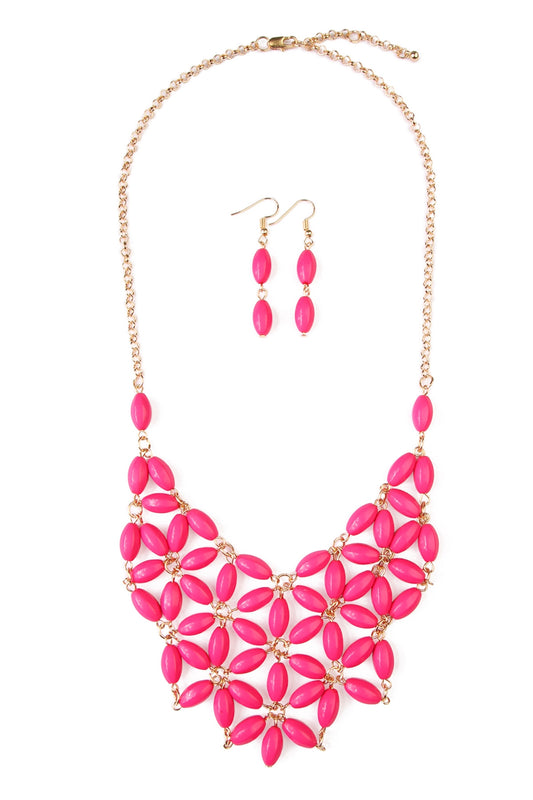 Beaded Bib Necklace and Earring Set