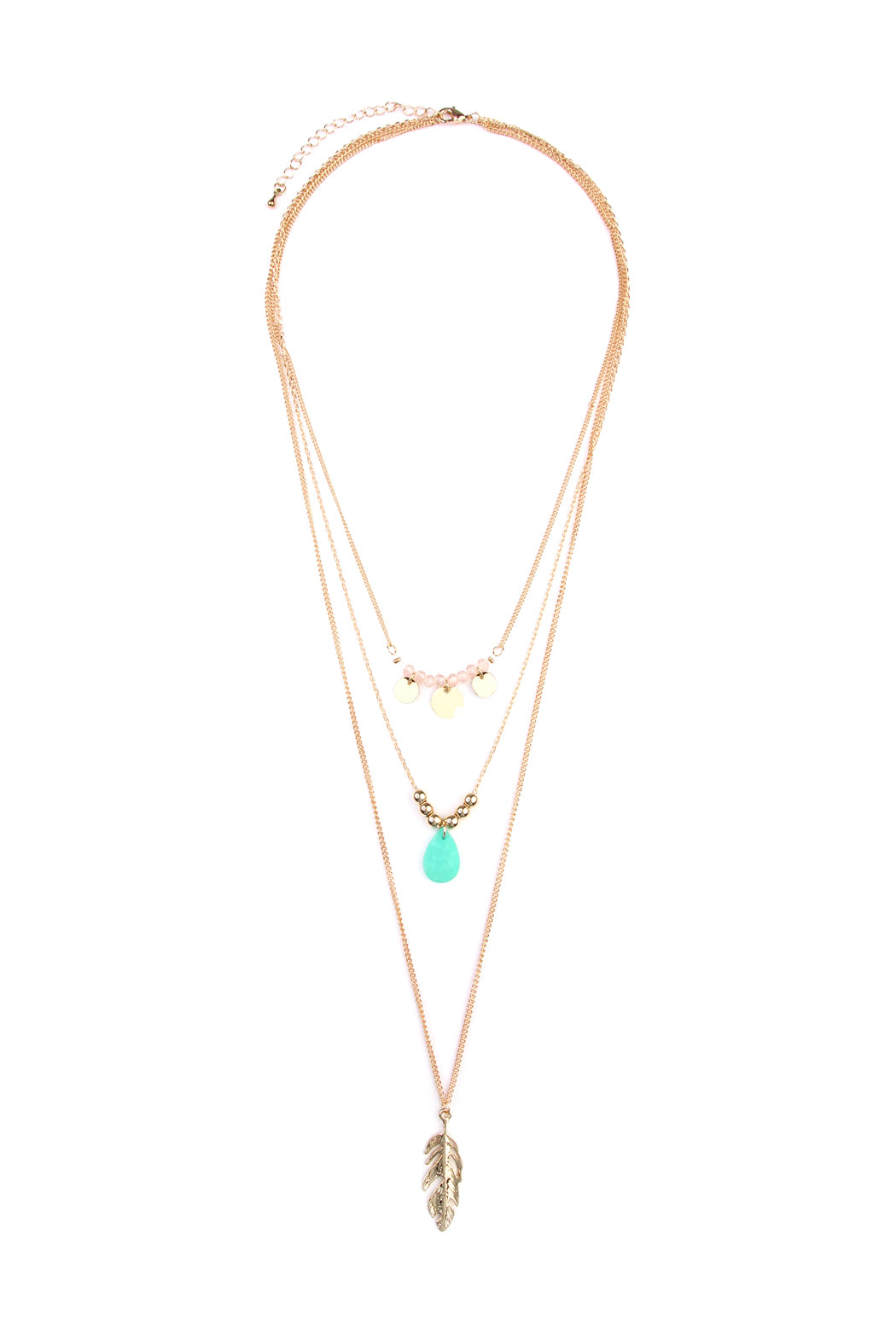 Leaf Multi Pendant Layered Necklace