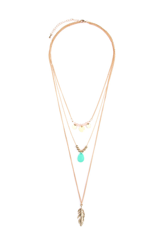 Leaf Multi Pendant Layered Necklace