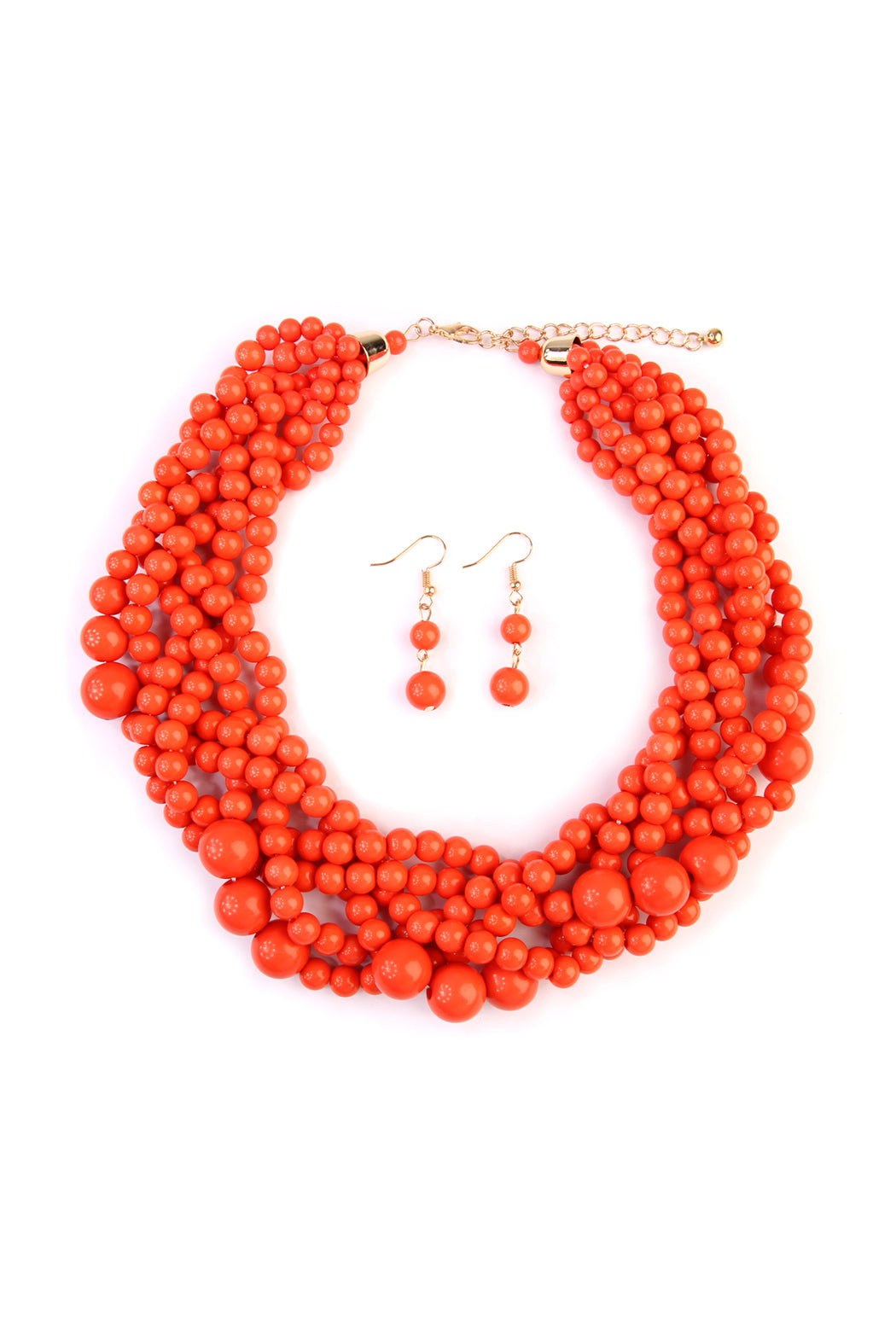 Women's Multi Strand Bubble Choker Necklace And Earring Set