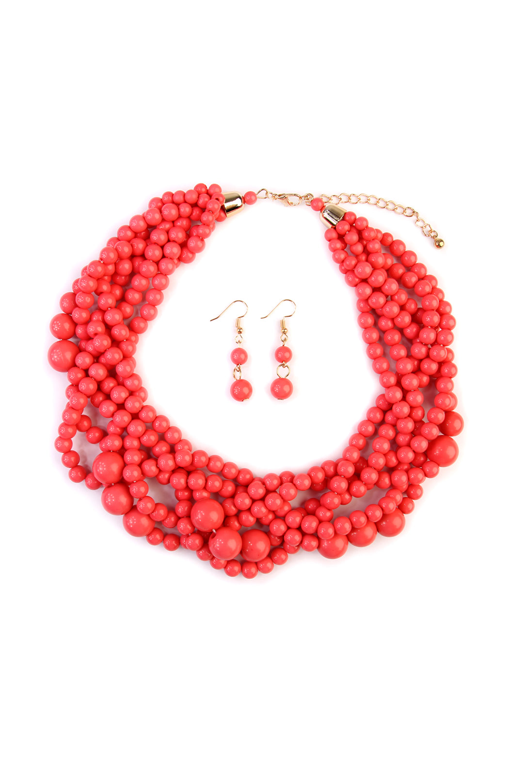 Women's Multi Strand Bubble Choker Necklace And Earring Set