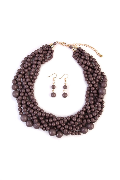 Women's Multi Strand Bubble Choker Necklace And Earring Set
