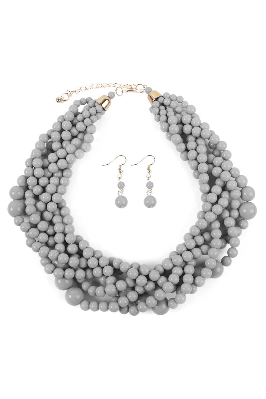Women's Multi Strand Bubble Choker Necklace And Earring Set