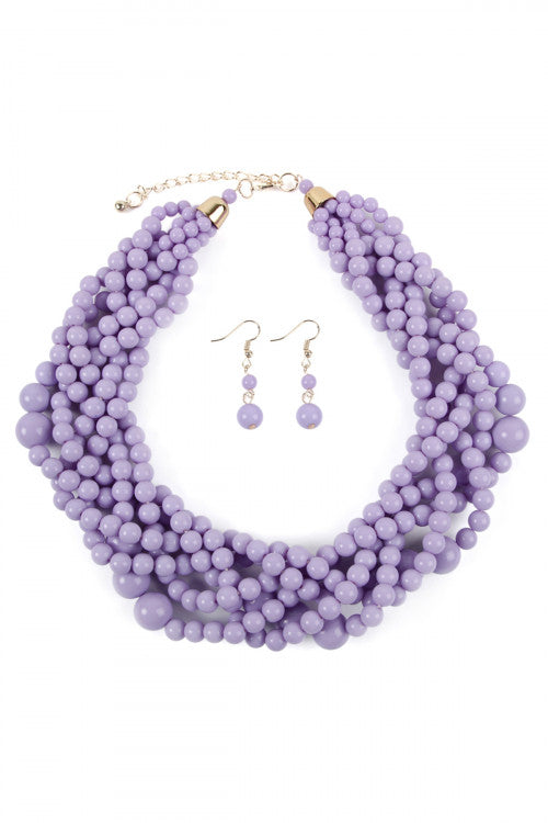 Women's Multi Strand Bubble Choker Necklace And Earring Set