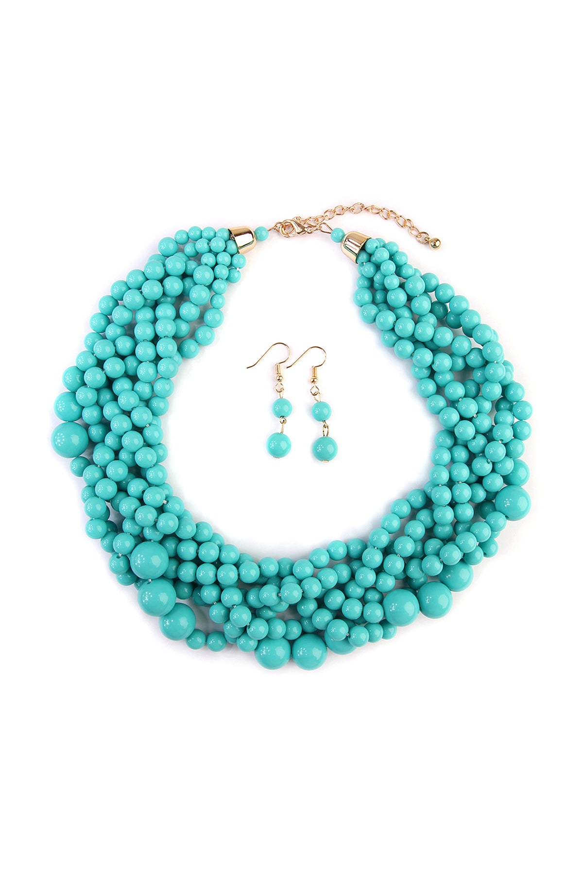Women's Multi Strand Bubble Choker Necklace And Earring Set