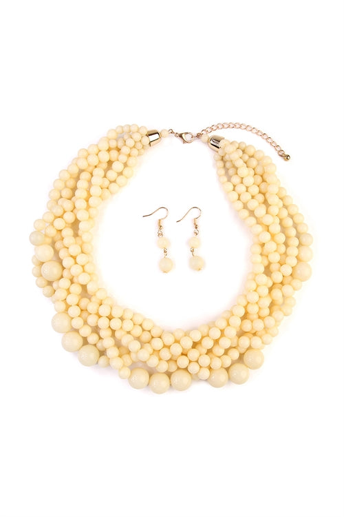 Women's Multi Strand Bubble Choker Necklace And Earring Set