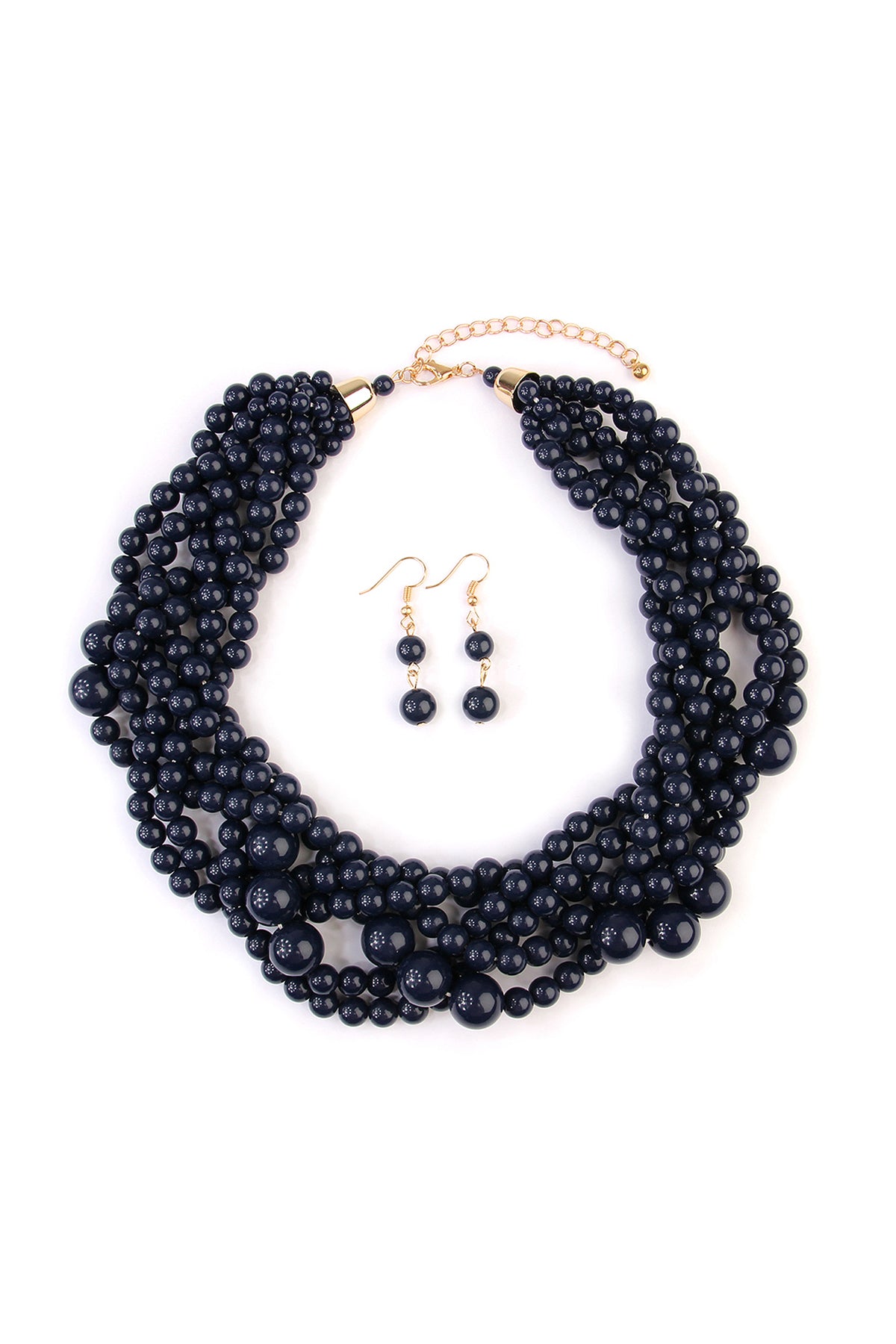 Women's Multi Strand Bubble Choker Necklace And Earring Set