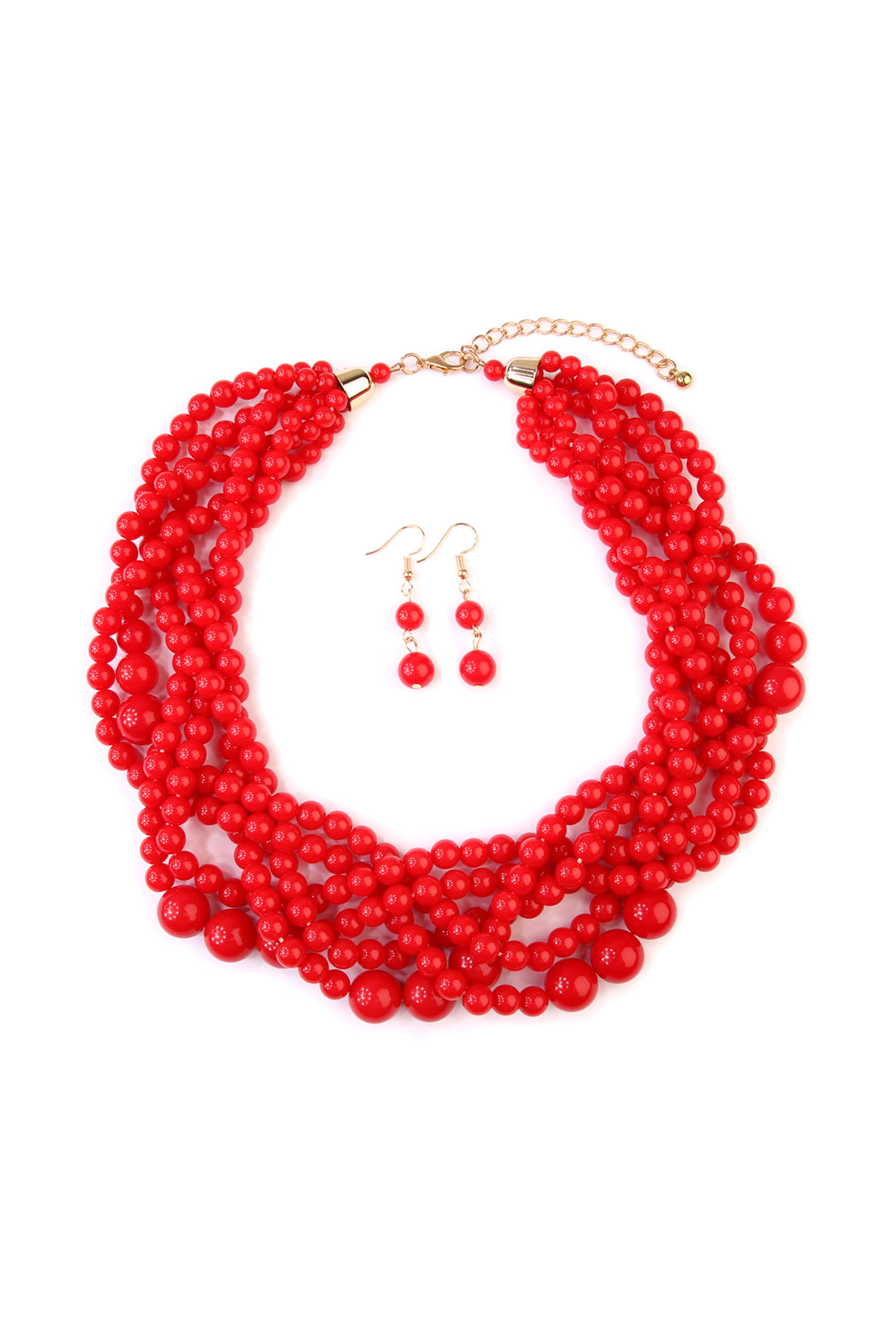 Women's Multi Strand Bubble Choker Necklace And Earring Set