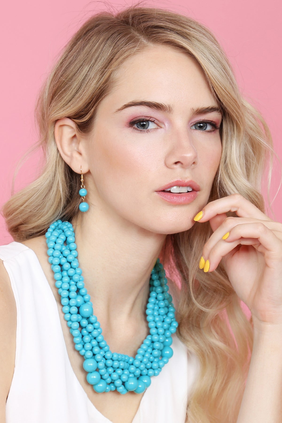 Women's Multi Strand Bubble Choker Necklace And Earring Set