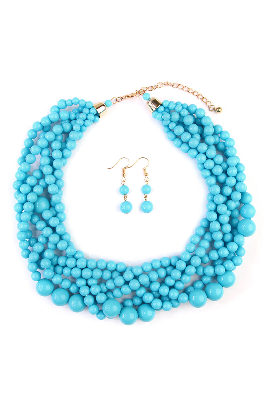 Women's Multi Strand Bubble Choker Necklace And Earring Set