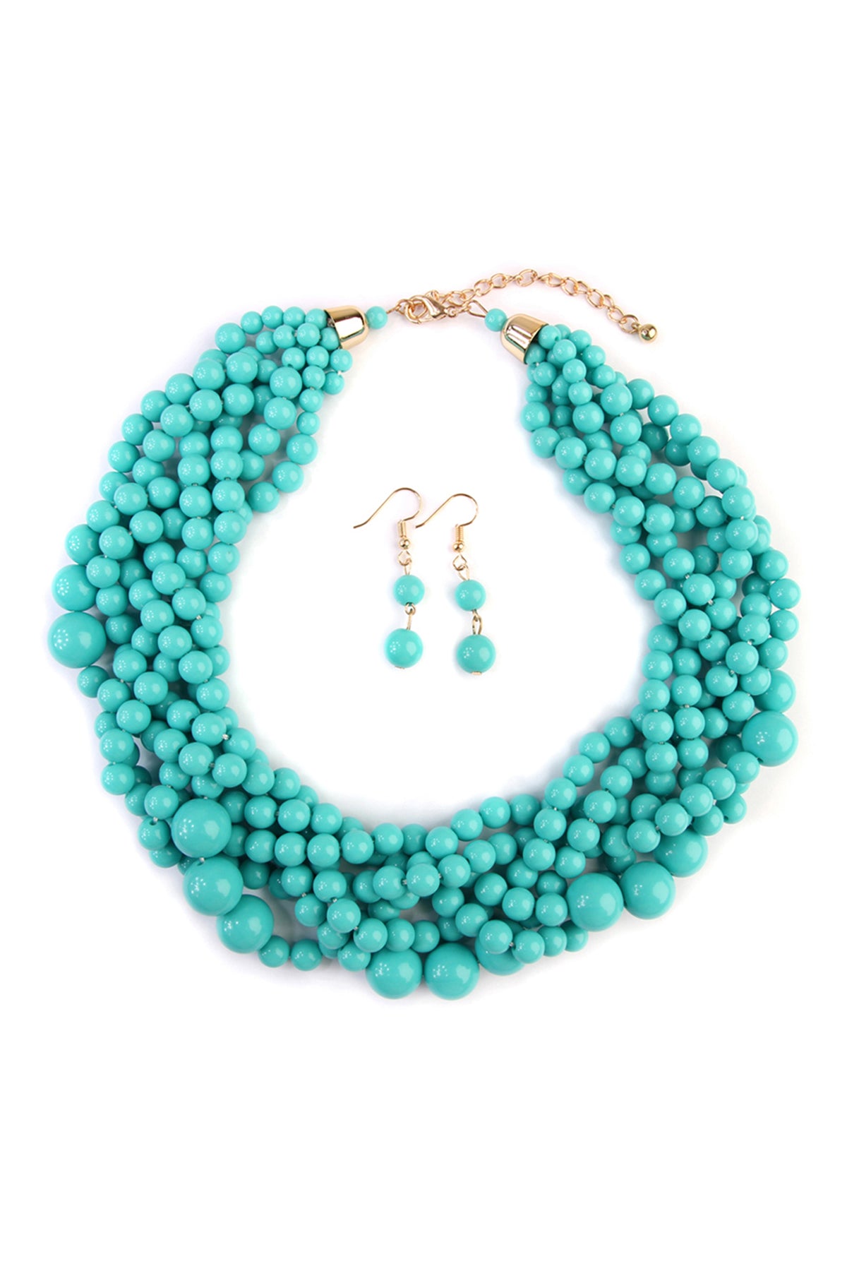 Women's Multi Strand Bubble Choker Necklace And Earring Set