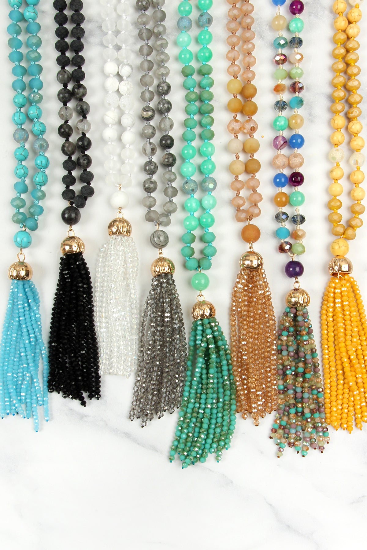 Rondelle Tassel Pendant With Polycord Necklace