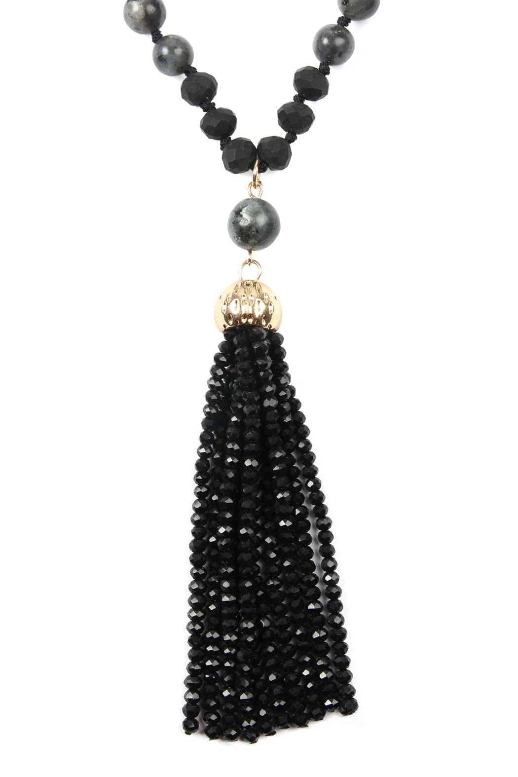 Rondelle Tassel Pendant With Polycord Necklace