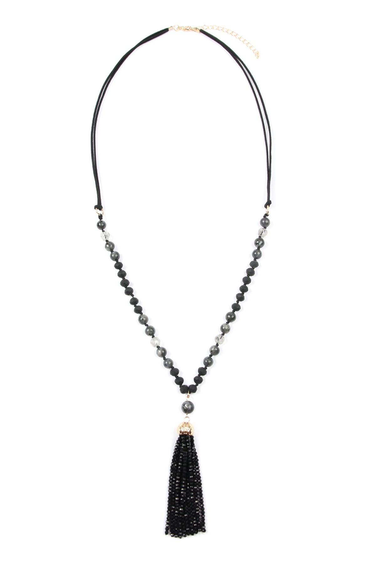 Rondelle Tassel Pendant With Polycord Necklace