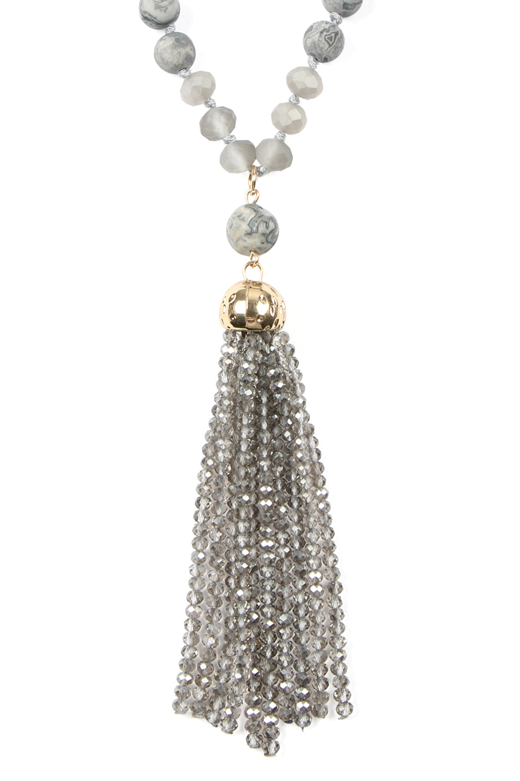 Rondelle Tassel Pendant With Polycord Necklace