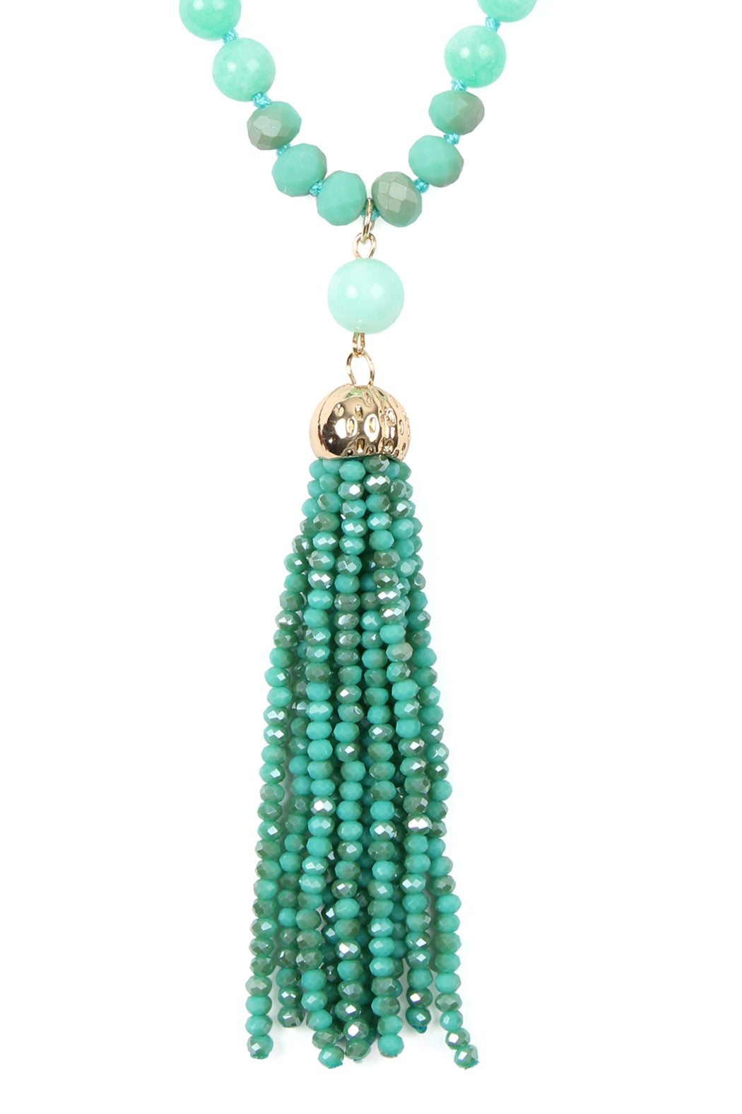 Rondelle Tassel Pendant With Polycord Necklace