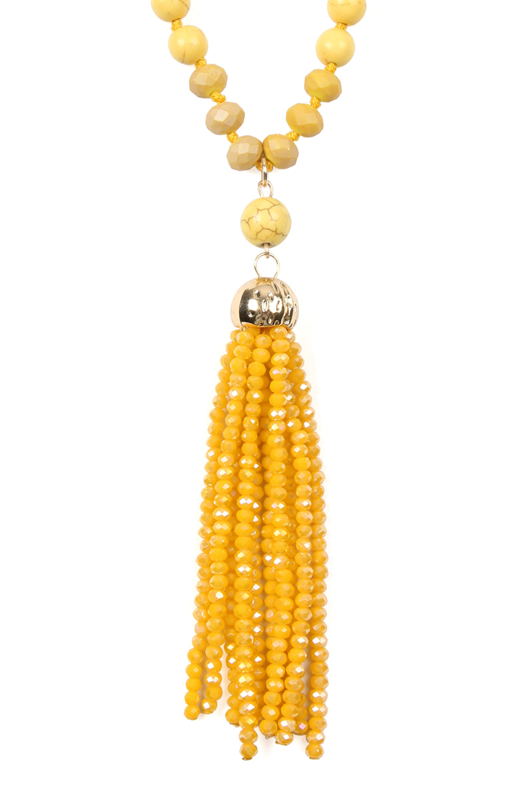 Rondelle Tassel Pendant With Polycord Necklace