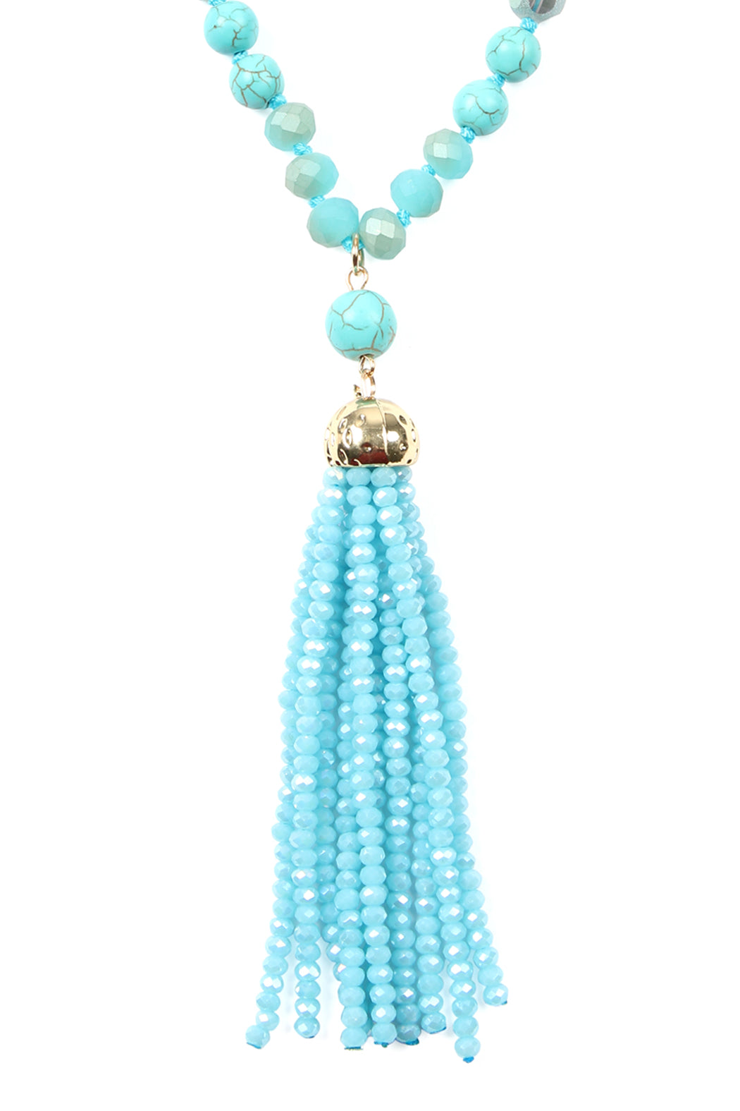Rondelle Tassel Pendant With Polycord Necklace