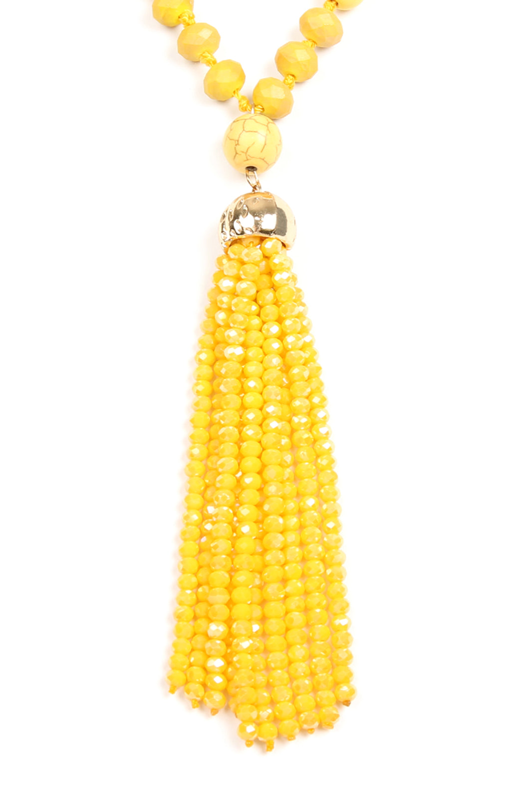 Rondelle Tassel Pendant With Polycord Necklace