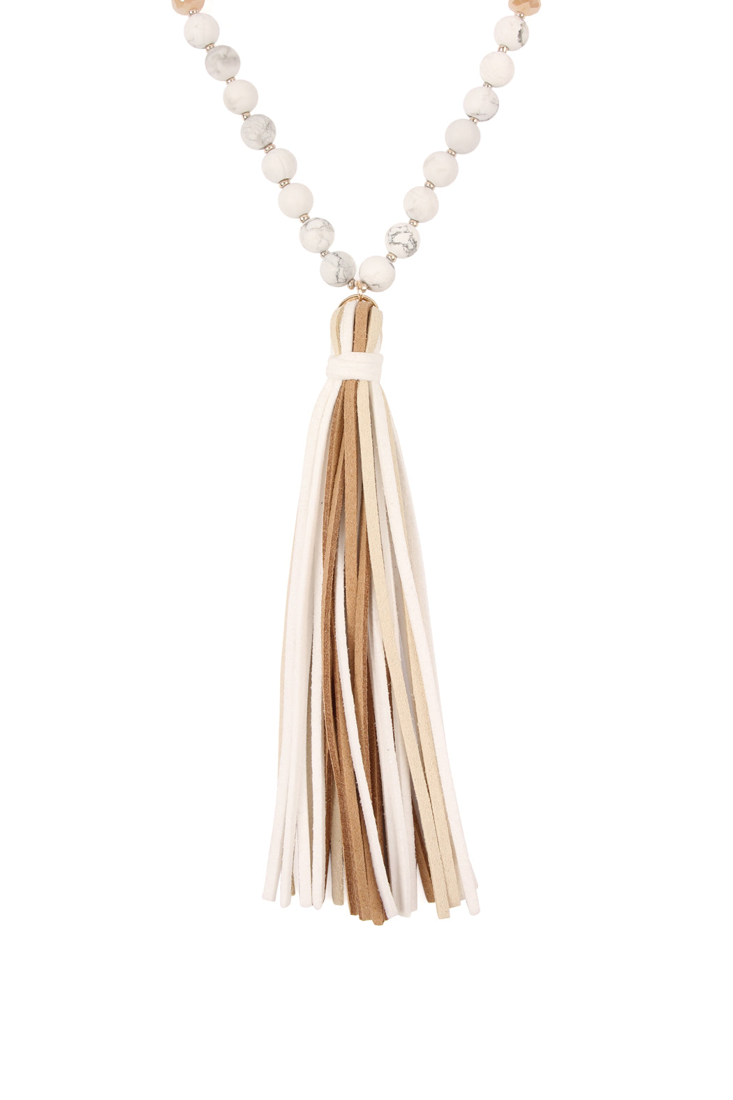Colorful Natural Stone And Glass Beads With Tassel Necklace