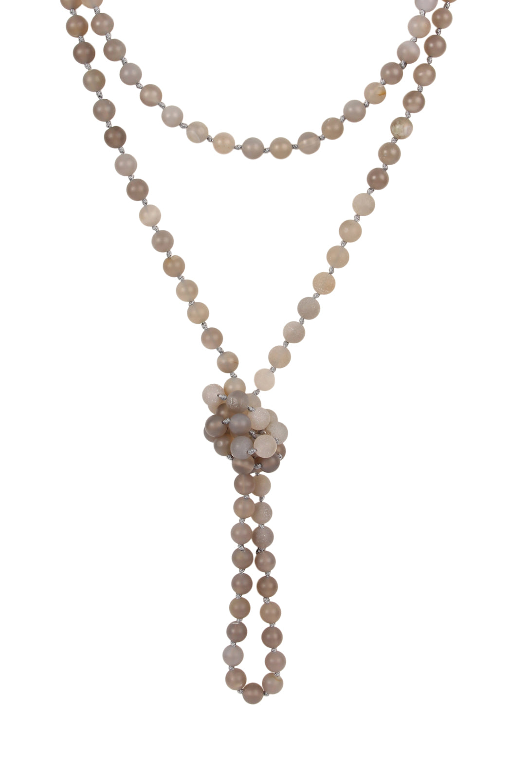Natural Stone Hand Knotted Long Necklace
