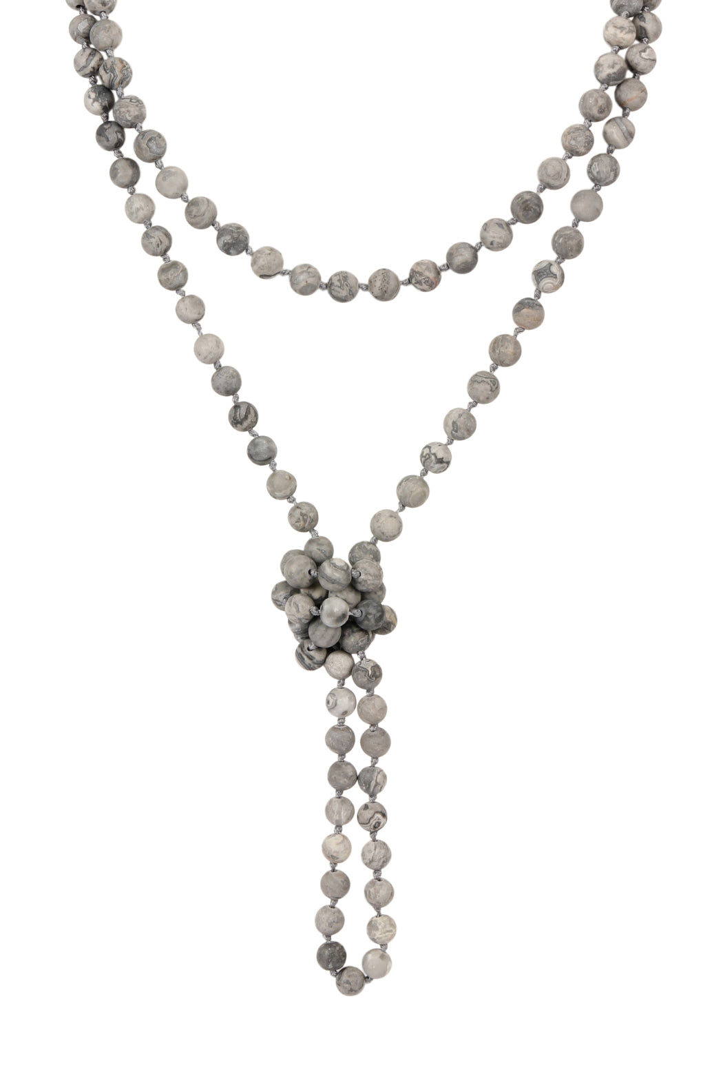 Natural Stone Hand Knotted Long Necklace