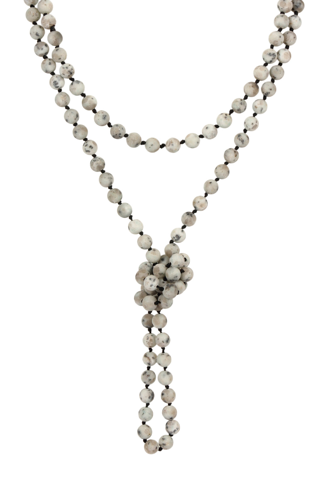 Natural Stone Hand Knotted Long Necklace