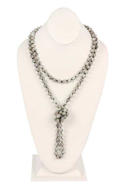 Natural Stone Hand Knotted Long Necklace