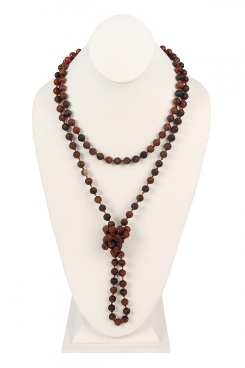 Natural Stone Hand Knotted Long Necklace