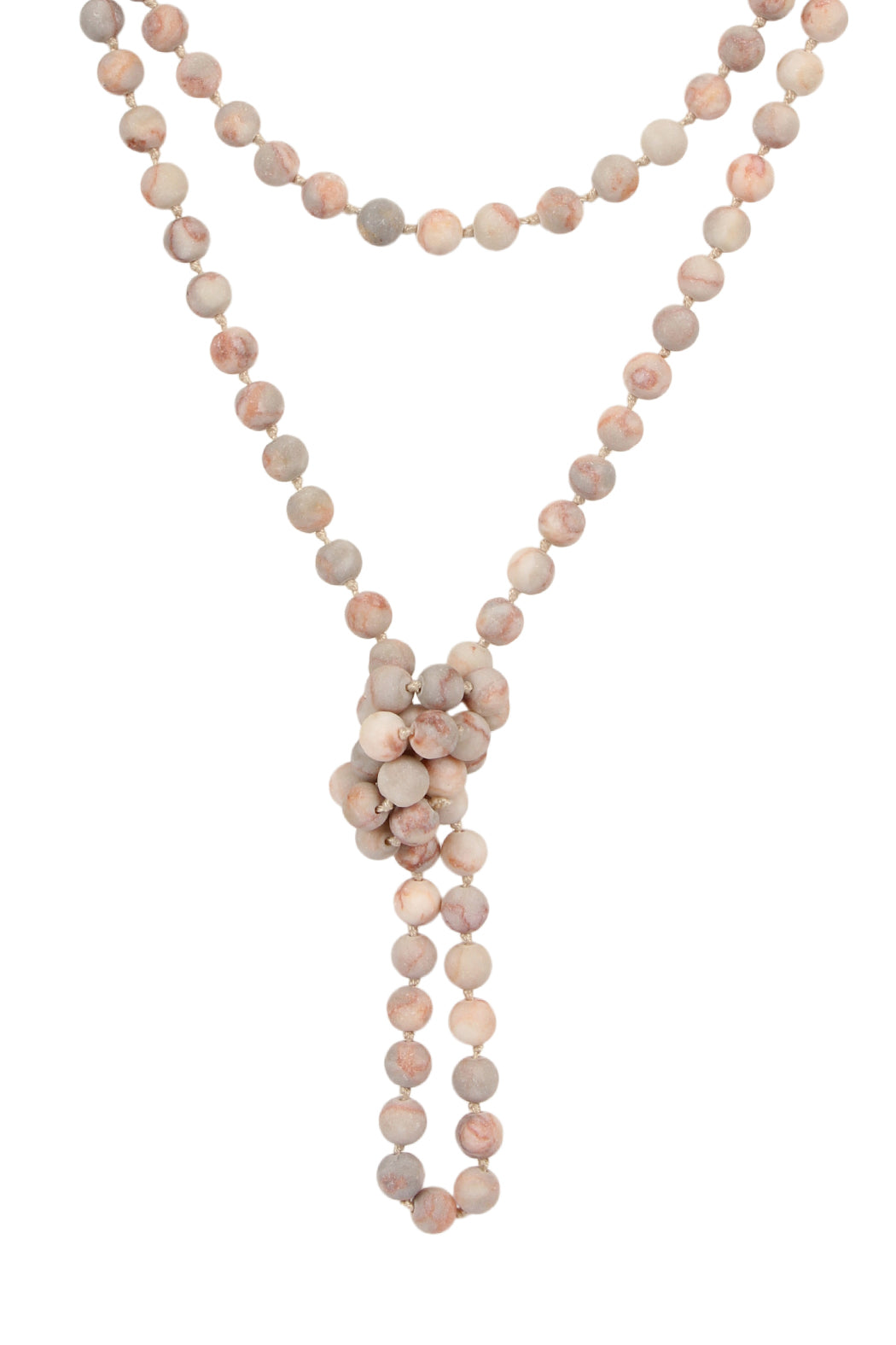 Natural Stone Hand Knotted Long Necklace
