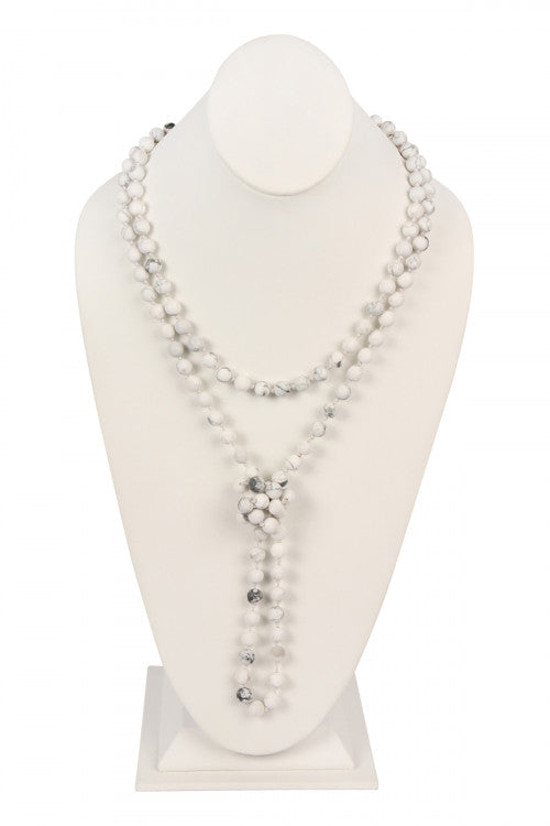 Natural Stone Hand Knotted Long Necklace