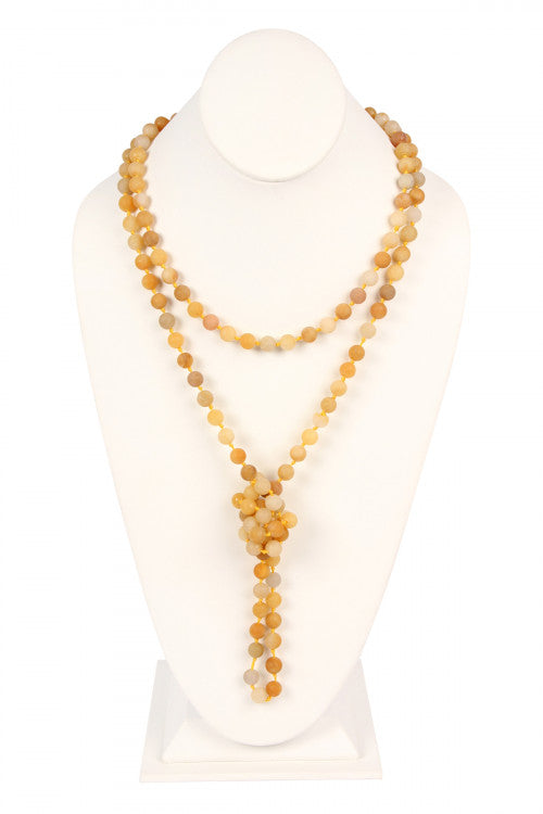 Natural Stone Hand Knotted Long Necklace